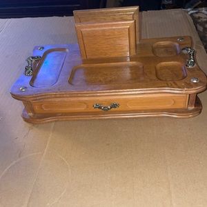 VTG Wooden Valet Jewelry Box Butler 11” Vanity Tray Organizer Drawer